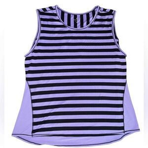 Athleta Ocean Stripe Chi Muscle Tank Purple/Black XL